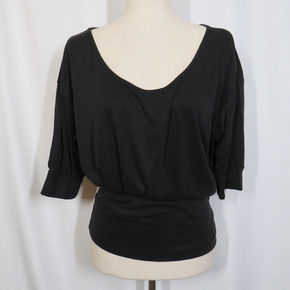 OGL Sandwashed Scoop Neck Short Sleeve Tucked Tee Black Size Medium - Picture 7 of 11